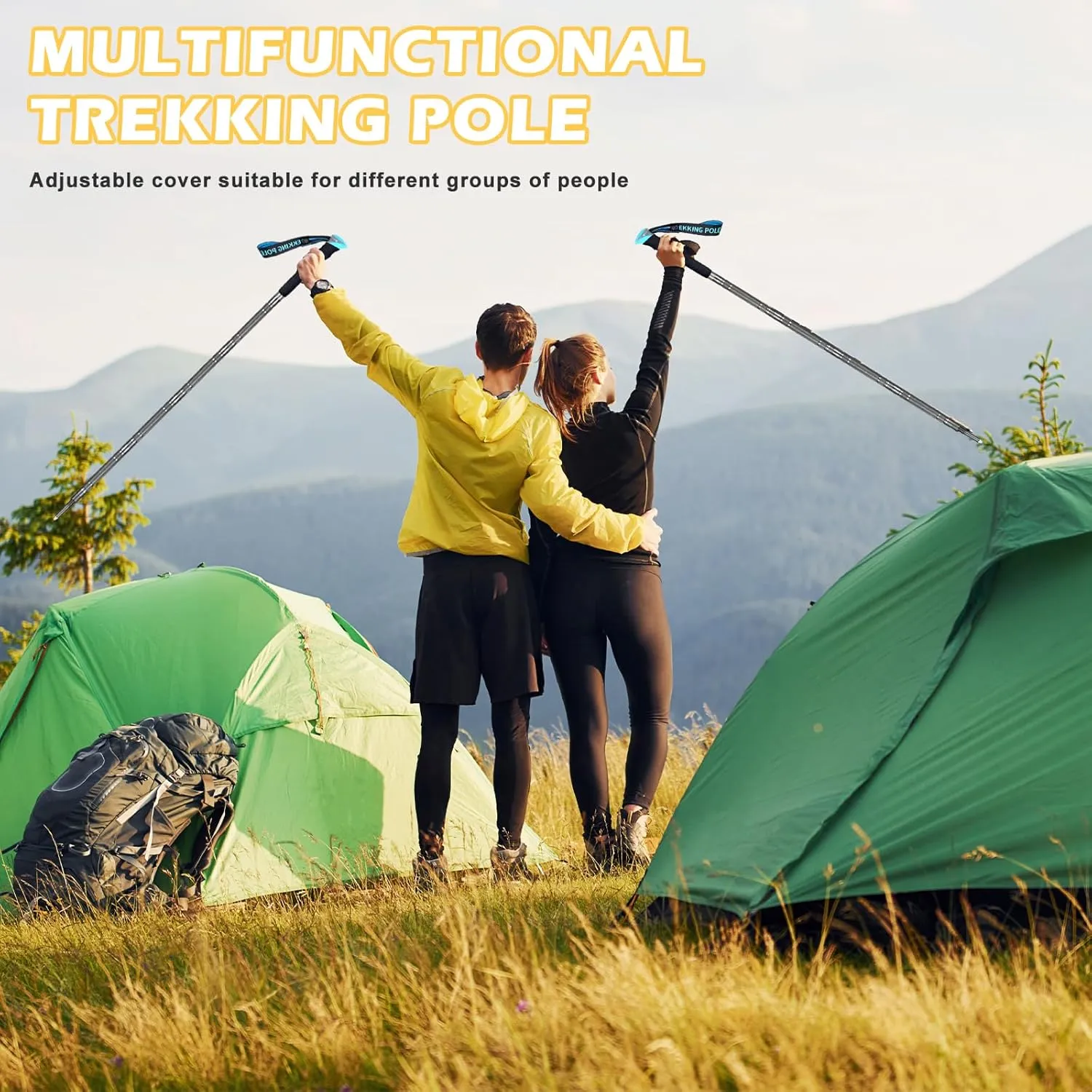 Hiking Walking Staff, Outdoor Multitool Gear Trekking Pole