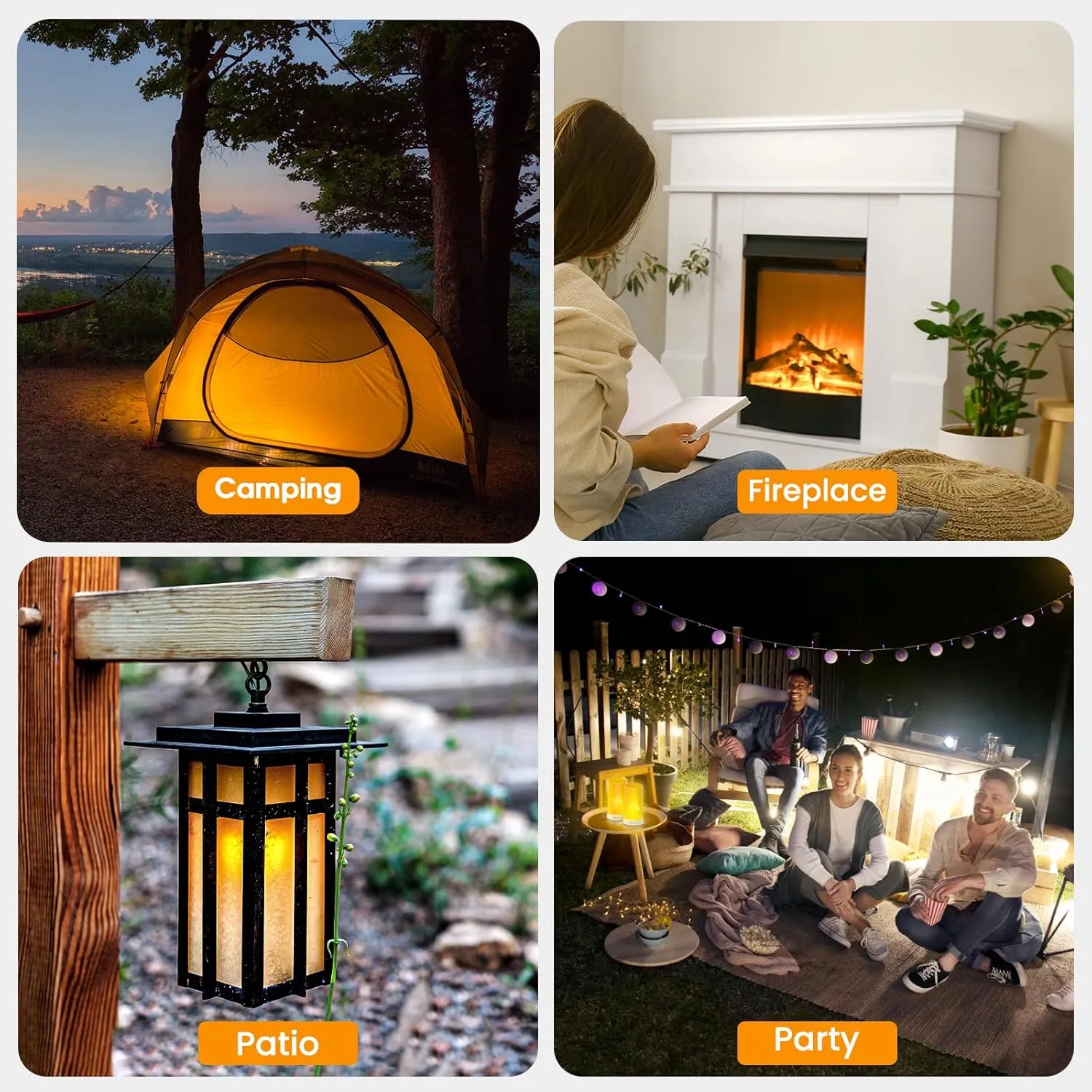 Hompavo 【Upgraded】 LED Flame Lights with Remote & Timer, 4-Mode Rechargeable Battery Operated Flameless Candles, Pillar Flickering Lantern for Living Room Bathroom Patio Wedding Halloween Home Decor