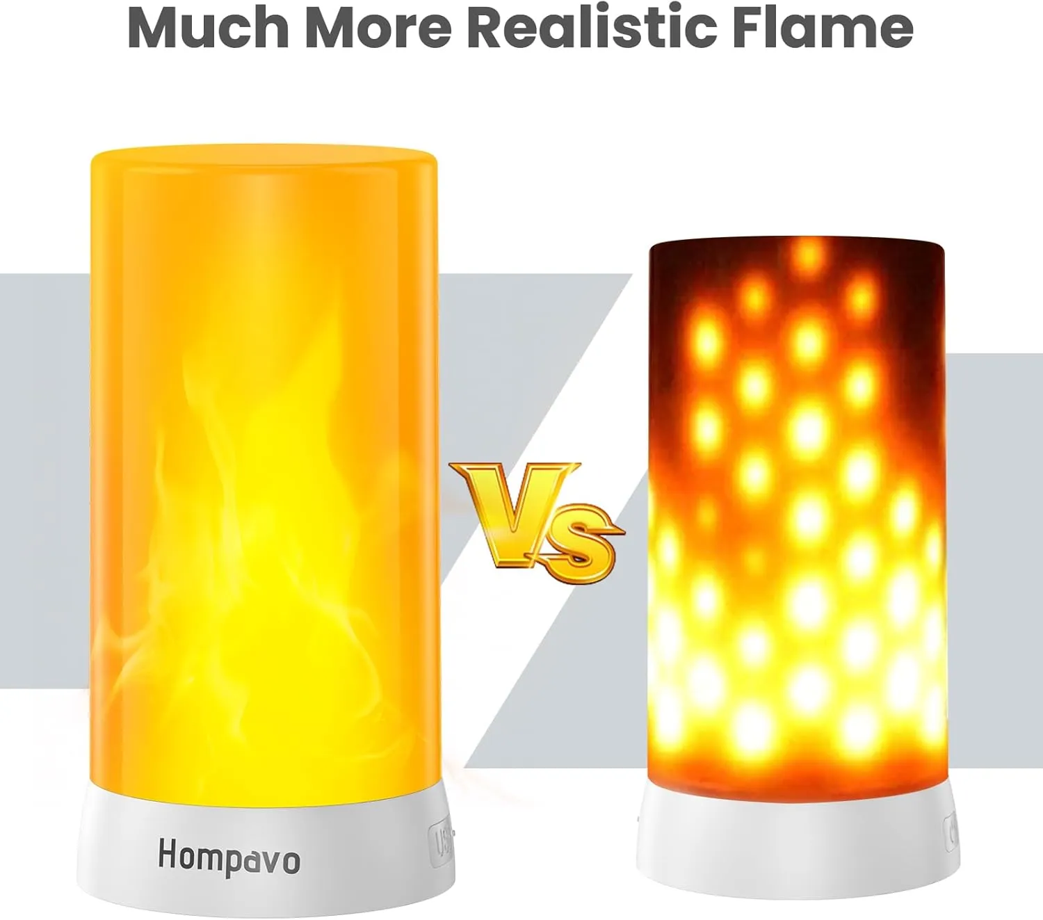 Hompavo 【Upgraded】 LED Flame Lights with Remote & Timer, 4-Mode Rechargeable Battery Operated Flameless Candles, Pillar Flickering Lantern for Living Room Bathroom Patio Wedding Halloween Home Decor