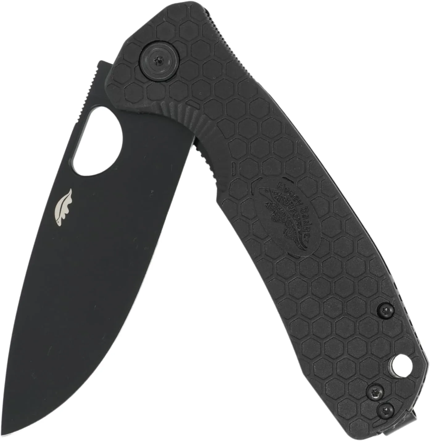 Honey Badger Large Pocket Knife EDC Drop Point Folding Utility Knife 3.6" Steel Blade Reversible Pocket Clip - (3.8oz) Drop Point Large Black D2 DLC Blade HB1350