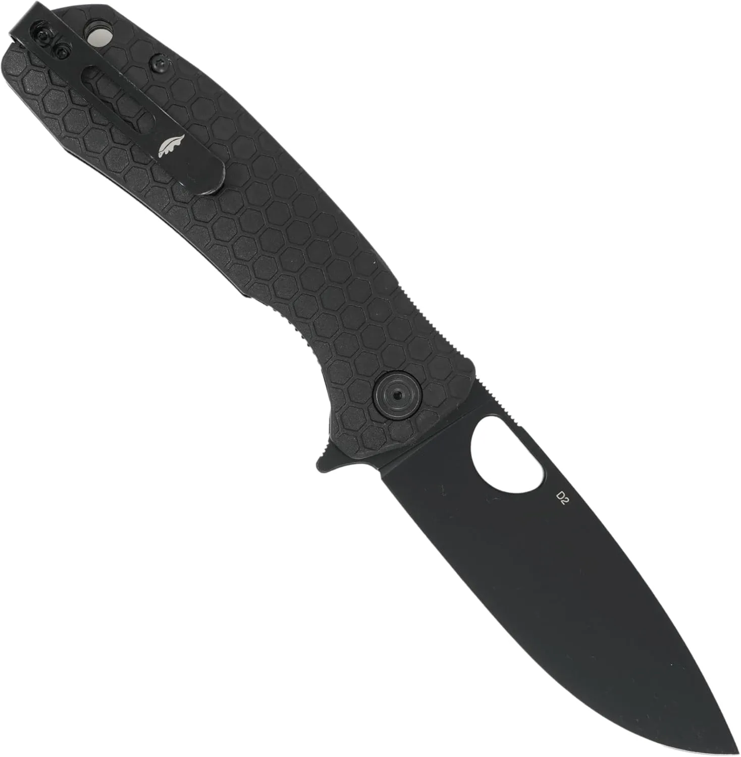 Honey Badger Large Pocket Knife EDC Drop Point Folding Utility Knife 3.6" Steel Blade Reversible Pocket Clip - (3.8oz) Drop Point Large Black D2 DLC Blade HB1350