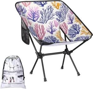 Honeybaby Folding Camping Chair Cute Coral Camping Chairs Lightweight Portable Chair Outdoor Foldable Chairs for Camping Travel Picnic Beach Hiking