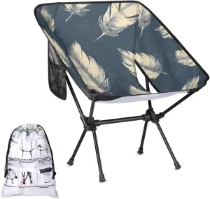 Honeybaby Folding Camping Chair Feather Themed Camping Chairs Lightweight Portable Chair Outdoor Foldable Chairs for Camping Travel Picnic Beach Hiking