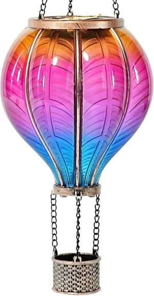 Hot Air Balloon Solar Lantern, Garden Hanging Lights Art Design for Outdoor, Patio, Porch, Yard, Ornament, Unique Gift Ideas for Housewarming Gardening Mom Grandma - 3 Colors Comfort Combo