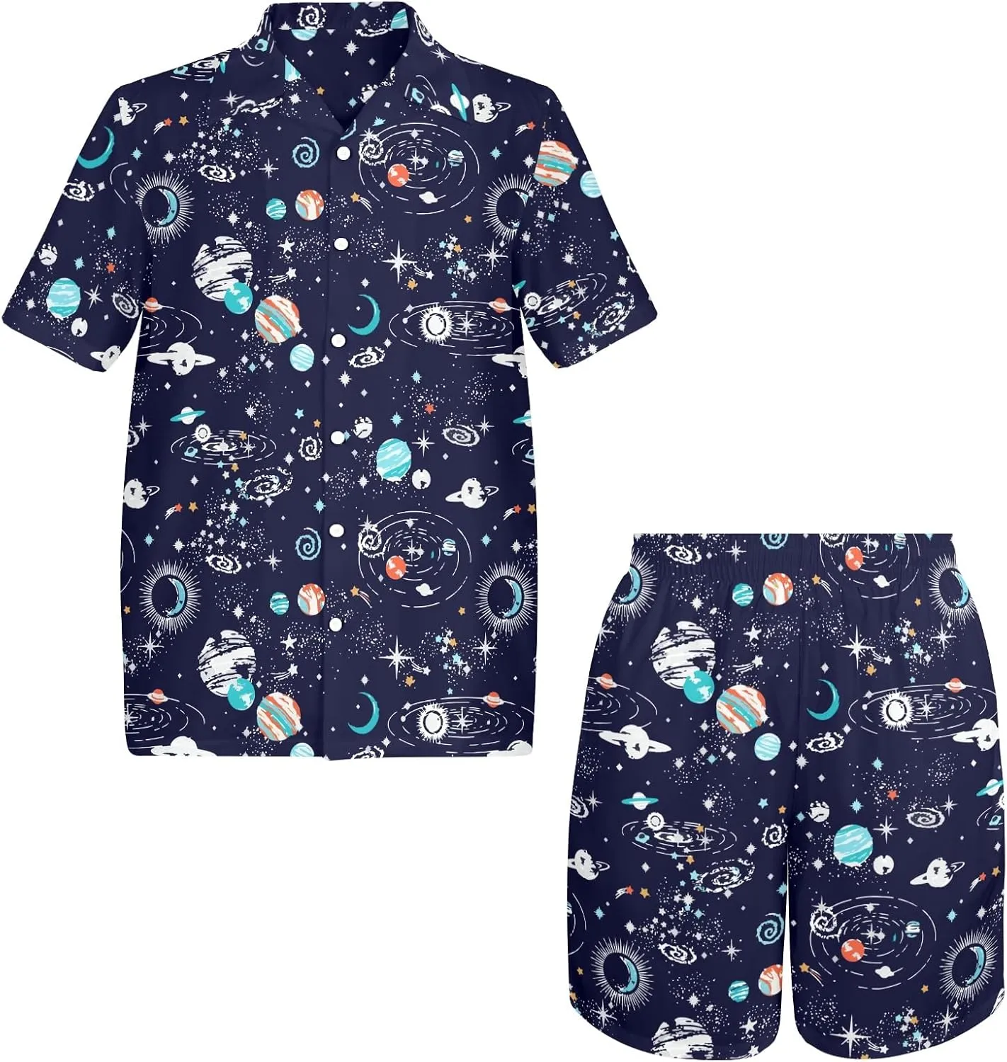 HUGLAZY Mens 2 Piece Outfit Summer Shirts Short Sleeve Hawaiian Shirt And Shorts Beach Outfits Party Disco