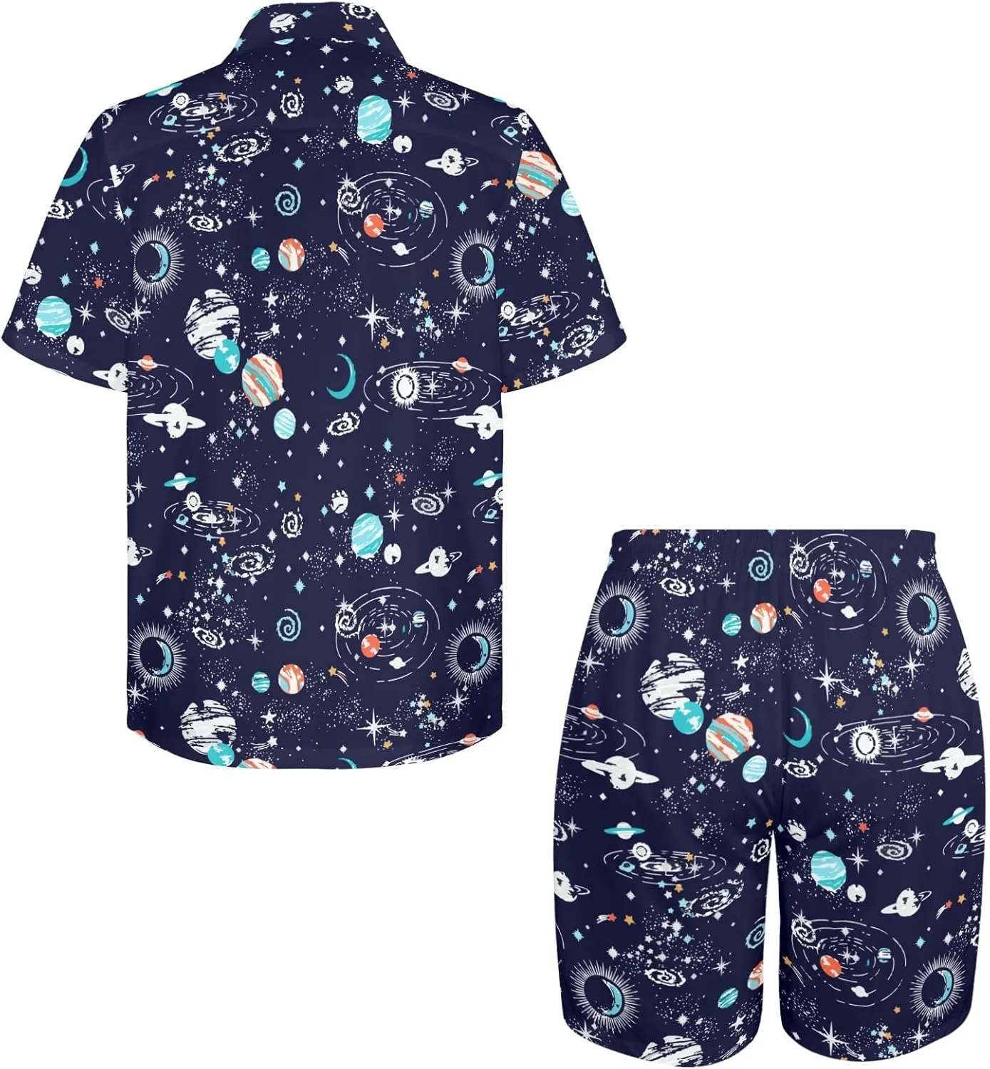 HUGLAZY Mens 2 Piece Outfit Summer Shirts Short Sleeve Hawaiian Shirt And Shorts Beach Outfits Party Disco