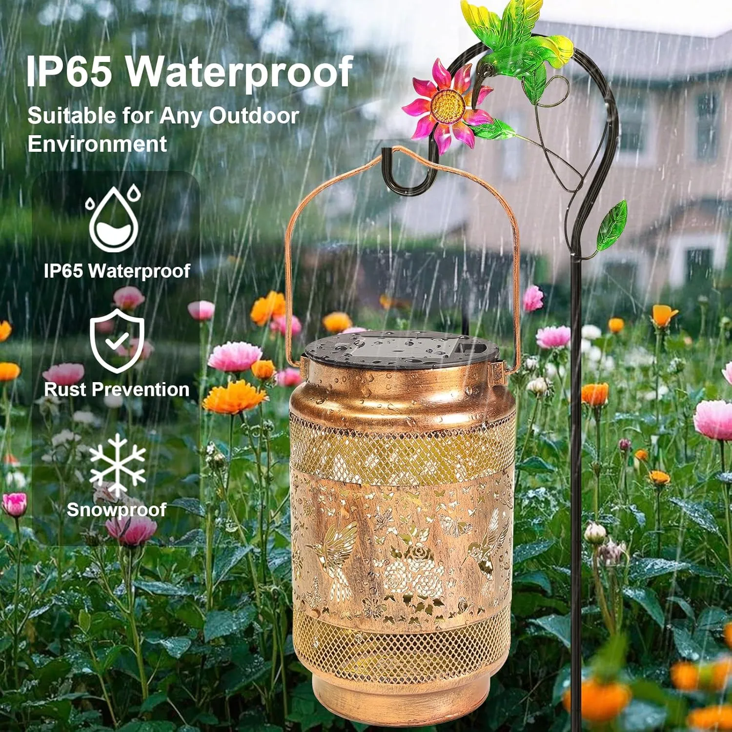 Hummingbird Solar Lanterns Outdoor Waterproof with Shepherd Hook, Birthday Mothers Day Gifts for Women Mom Grandma, Metal Solar Hanging Lights Garden Decor for Outside Yard Patio Pathway Porch