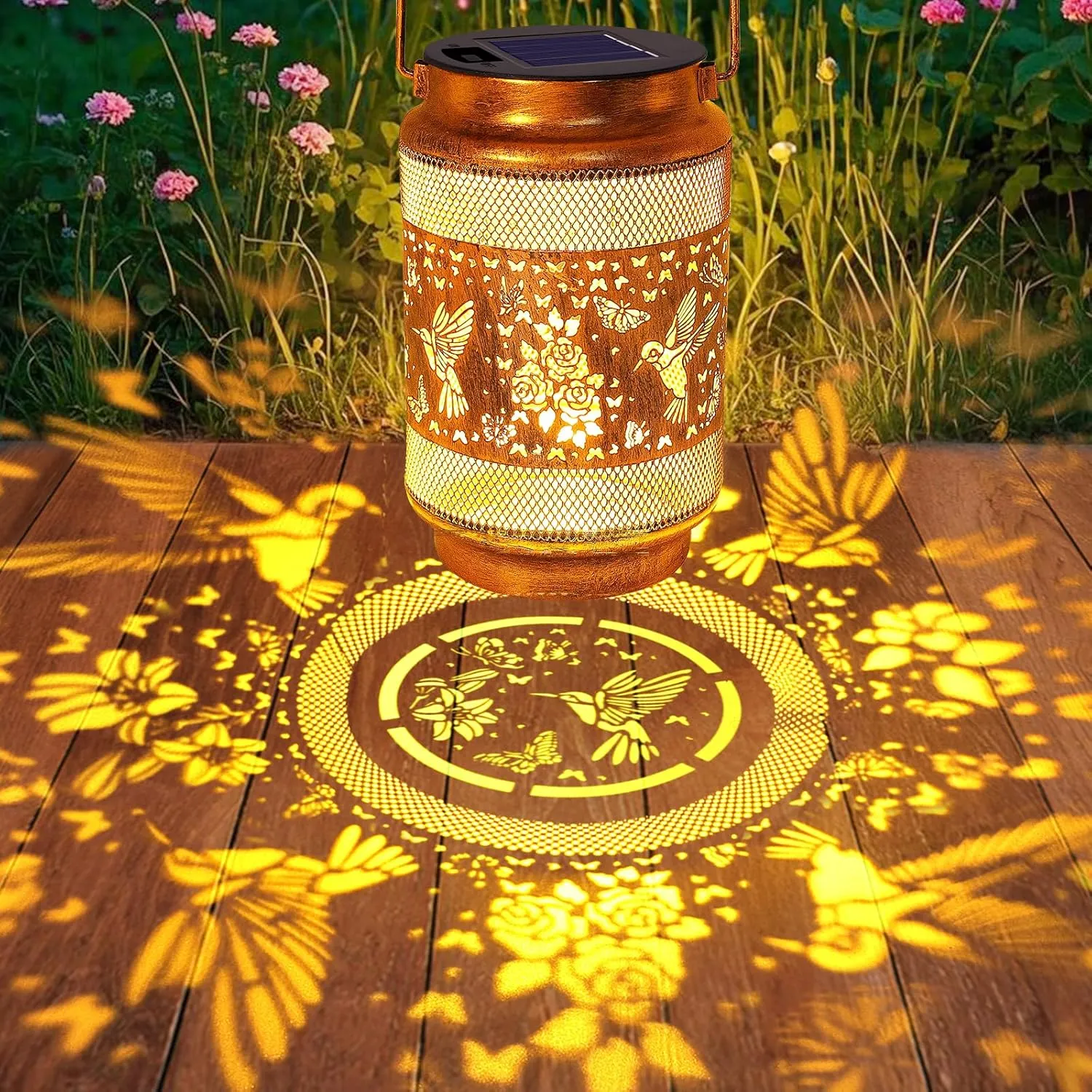 Hummingbird Solar Lanterns Outdoor Waterproof with Shepherd Hook, Birthday Mothers Day Gifts for Women Mom Grandma, Metal Solar Hanging Lights Garden Decor for Outside Yard Patio Pathway Porch