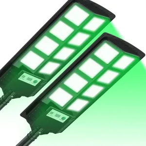 Hunting Lights for Night - Green Feeder Light with 12000LM Solar Panel, Motion Activated, IP66 Weatherproof, Easy Installation, Hunting Gear for Hog, Deer, Coyote, Coon, etc.(2 Pack)