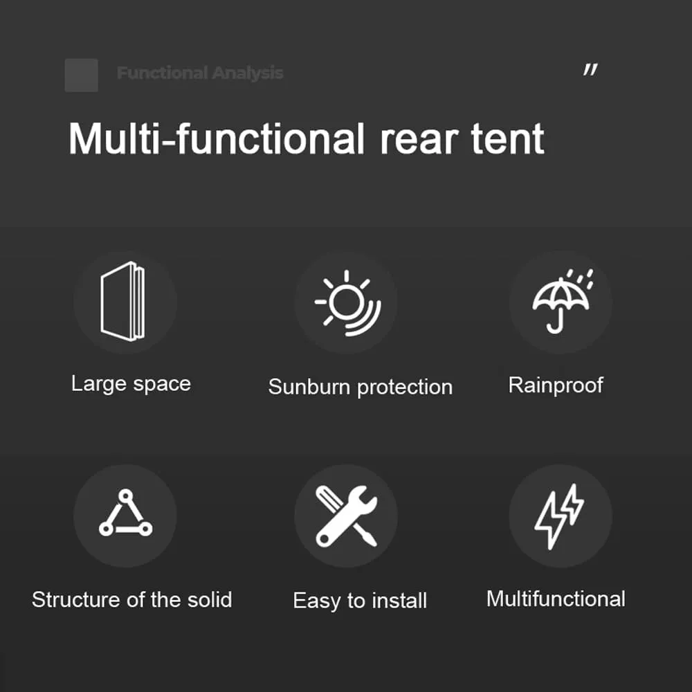 HXBER Car Rear Tent with Canopy, Outdoor Camping Picnic Tent, Double Layer Mesh & Sunscreen Cloth, Waterproof & Windproof, Easy Setup