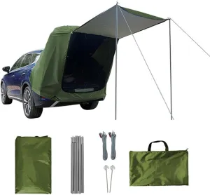 HXBER Car Rear Tent with Canopy, Outdoor Camping Picnic Tent, Double Layer Mesh & Sunscreen Cloth, Waterproof & Windproof, Easy Setup