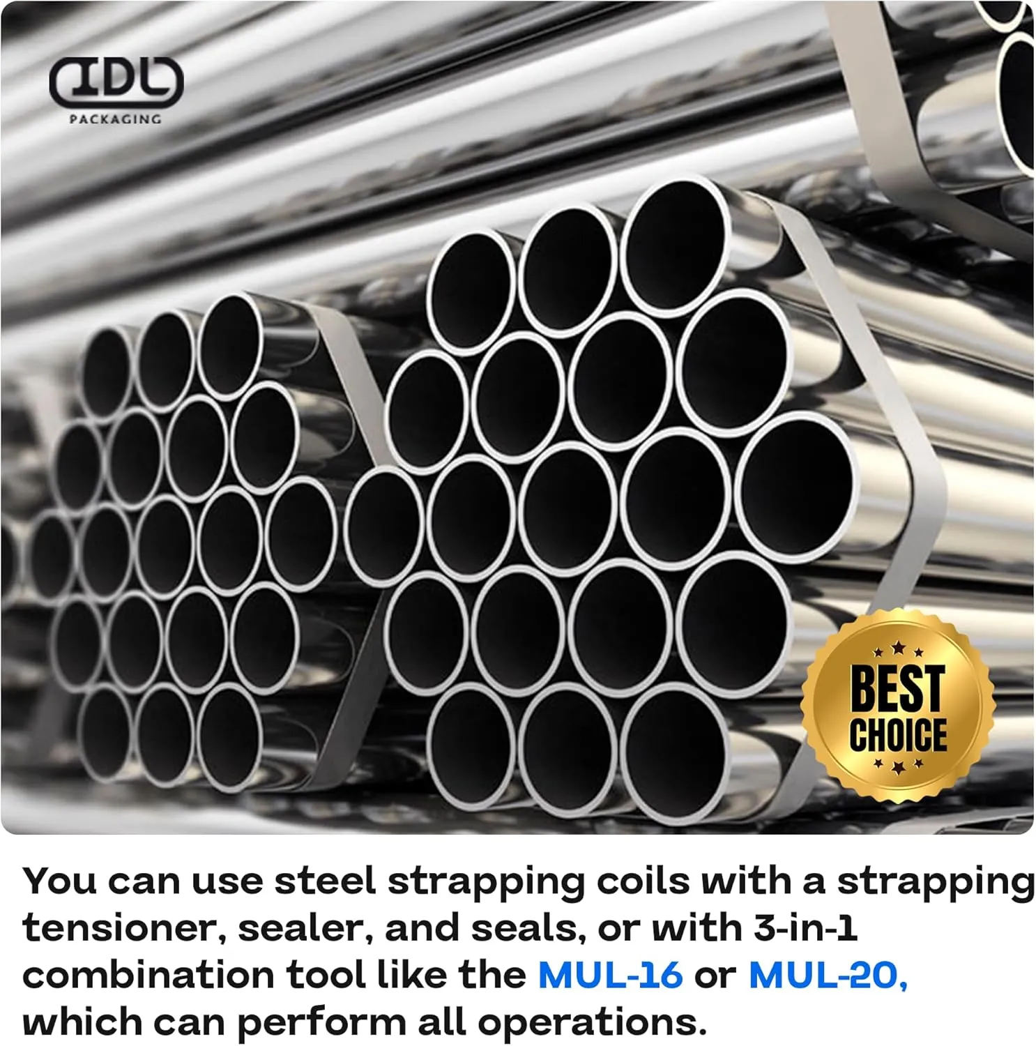 IDL Packaging 1/2" x .020" x 200' Steel Strapping Coil (1100 Lbs Break Strength) in Self-Dispensed Сardboard Box - Portable Strong Banding with Superior Cut-Resistance - Heavy Pallet Strapping