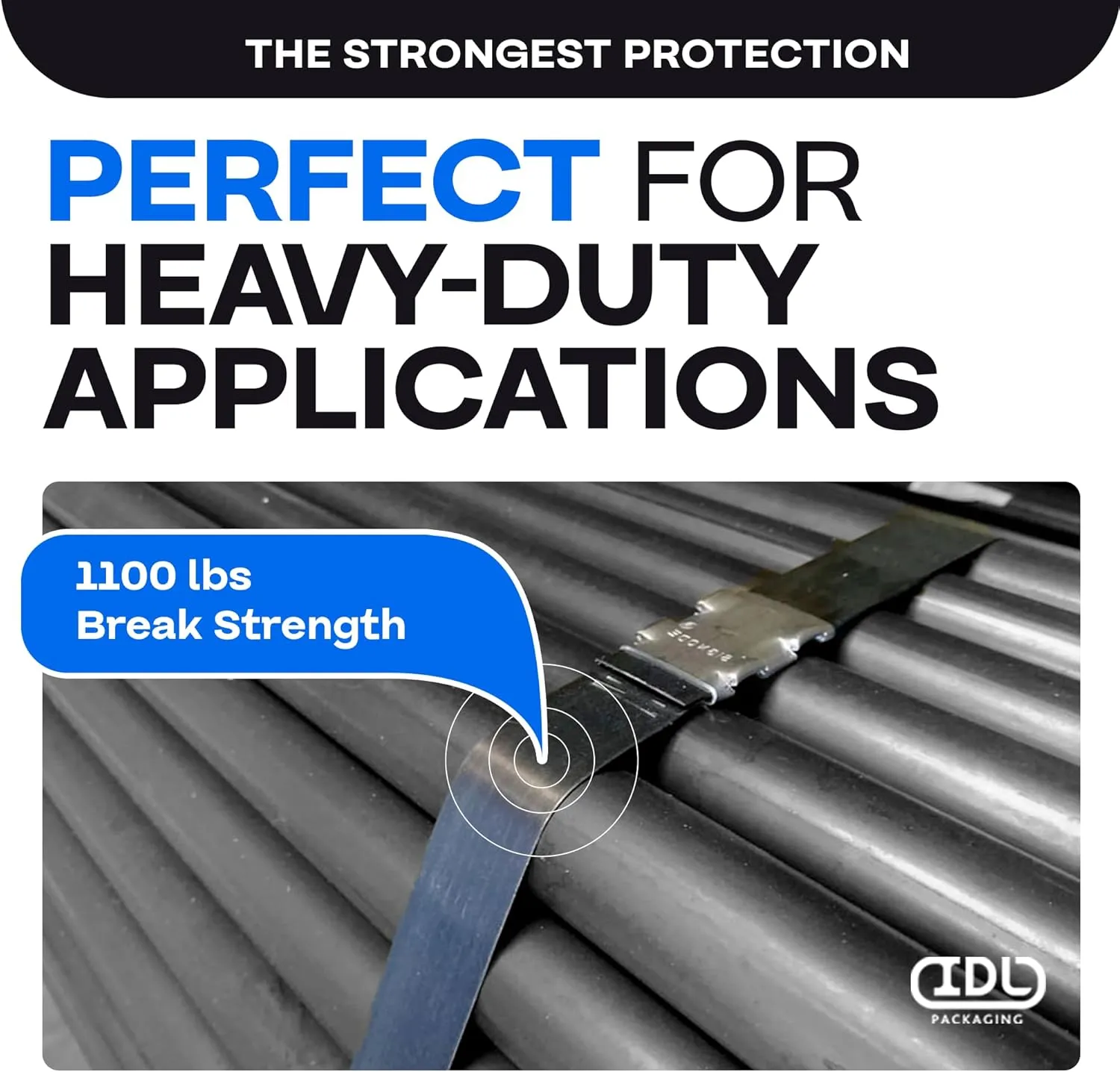 IDL Packaging 1/2" x .020" x 200' Steel Strapping Coil (1100 Lbs Break Strength) in Self-Dispensed Сardboard Box - Portable Strong Banding with Superior Cut-Resistance - Heavy Pallet Strapping