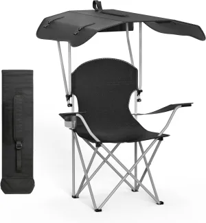InfiniPower Simple Deluxe Beach Chair with Umbrella - Portable Camping Chair with Canopy, 35" Sun Shade, Heavy Duty 600D Fabric, X-Frame Design for Outdoor Sports Activities & Fishing