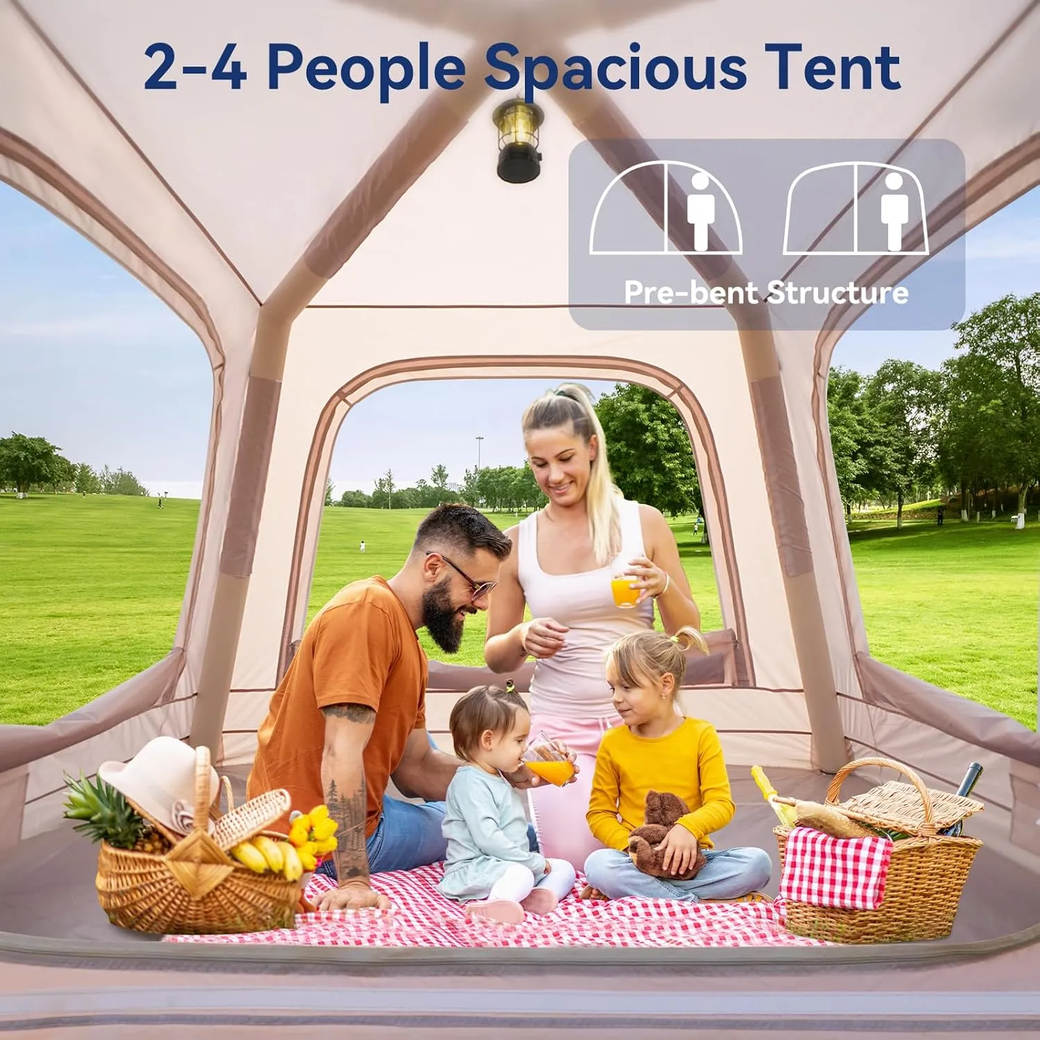 Inflatable Blow Up Tents for Camping,Waterproof Oxford Hot Tent with Manual Pump,Spacious Easy Setup Inflatable Camping Air Tent for Family Glamping