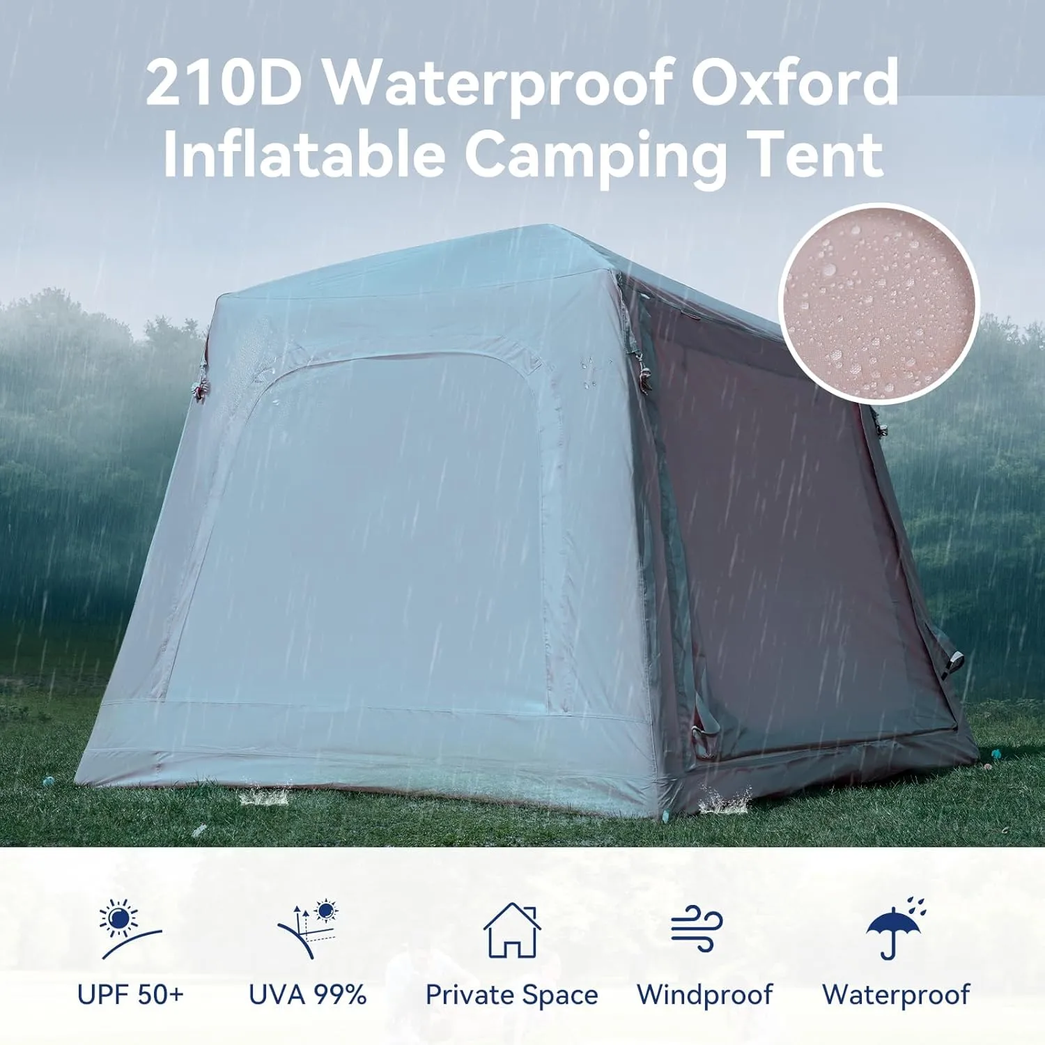 Inflatable Blow Up Tents for Camping,Waterproof Oxford Hot Tent with Manual Pump,Spacious Easy Setup Inflatable Camping Air Tent for Family Glamping