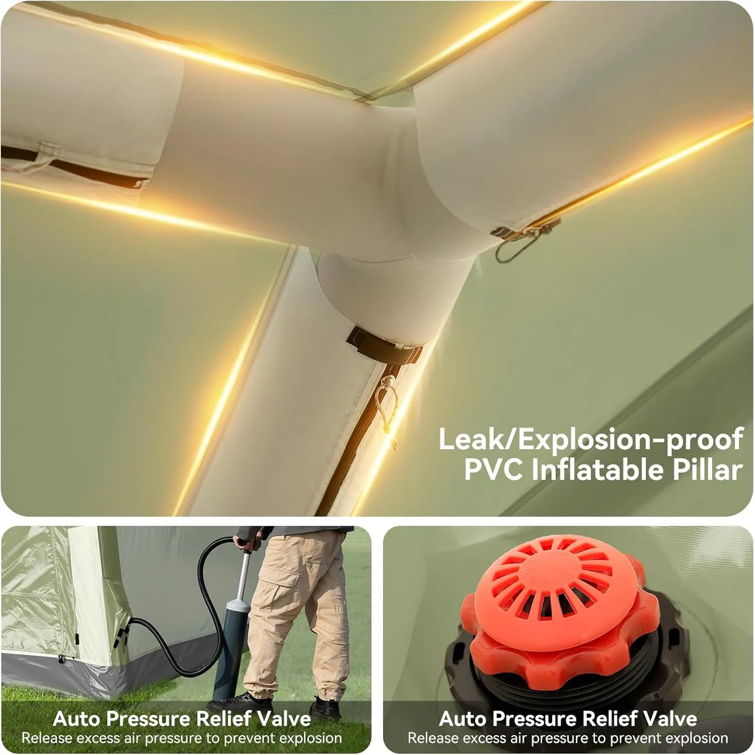 Inflatable Blow Up Tents for Camping,Waterproof Oxford Hot Tent with Manual Pump,Spacious Easy Setup Inflatable Camping Air Tent for Family Glamping
