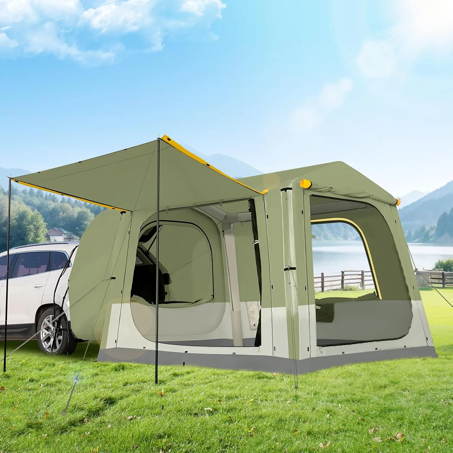 Inflatable Blow Up Tents for Camping,Waterproof Oxford Hot Tent with Manual Pump,Spacious Easy Setup Inflatable Camping Air Tent for Family Glamping