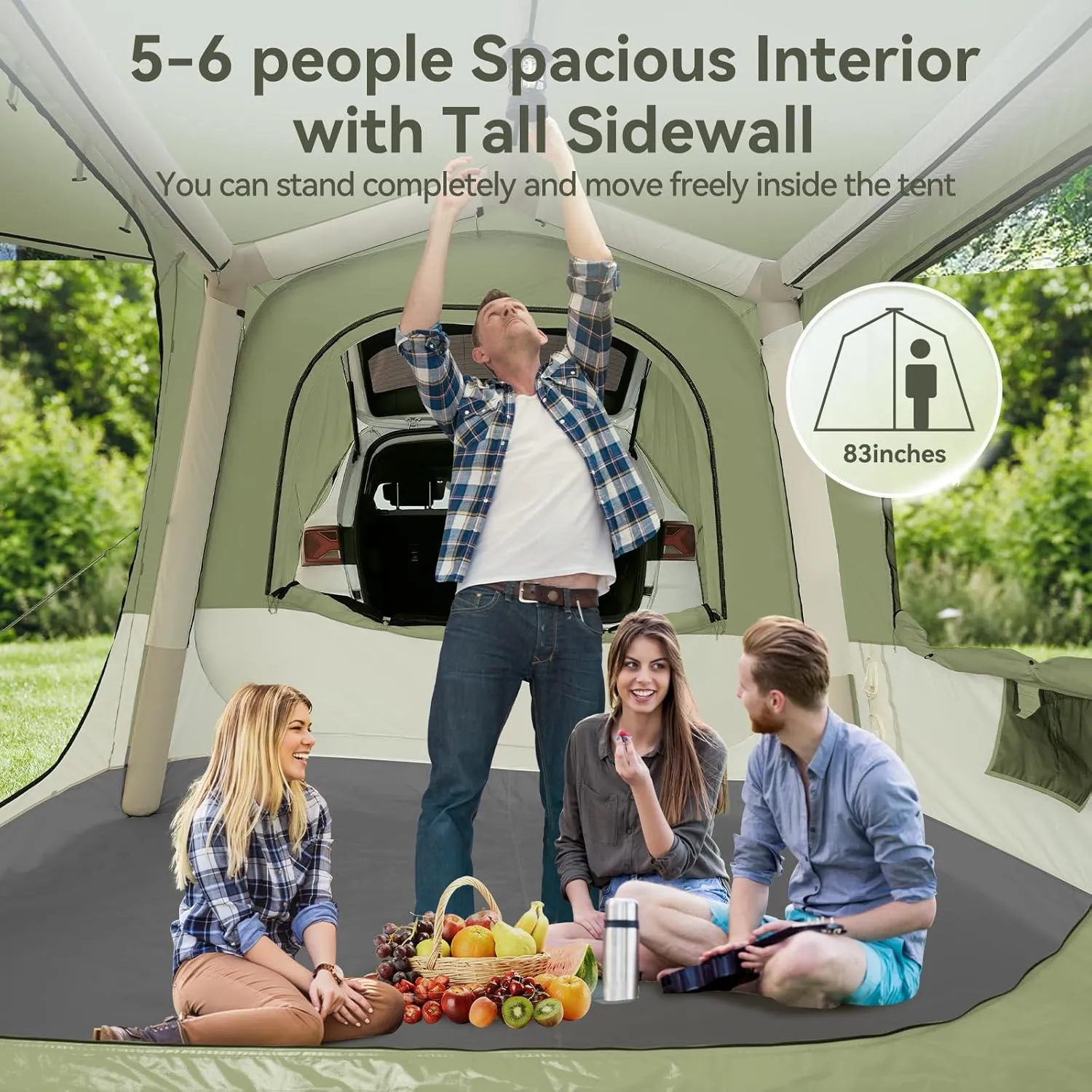 Inflatable Blow Up Tents for Camping,Waterproof Oxford Hot Tent with Manual Pump,Spacious Easy Setup Inflatable Camping Air Tent for Family Glamping