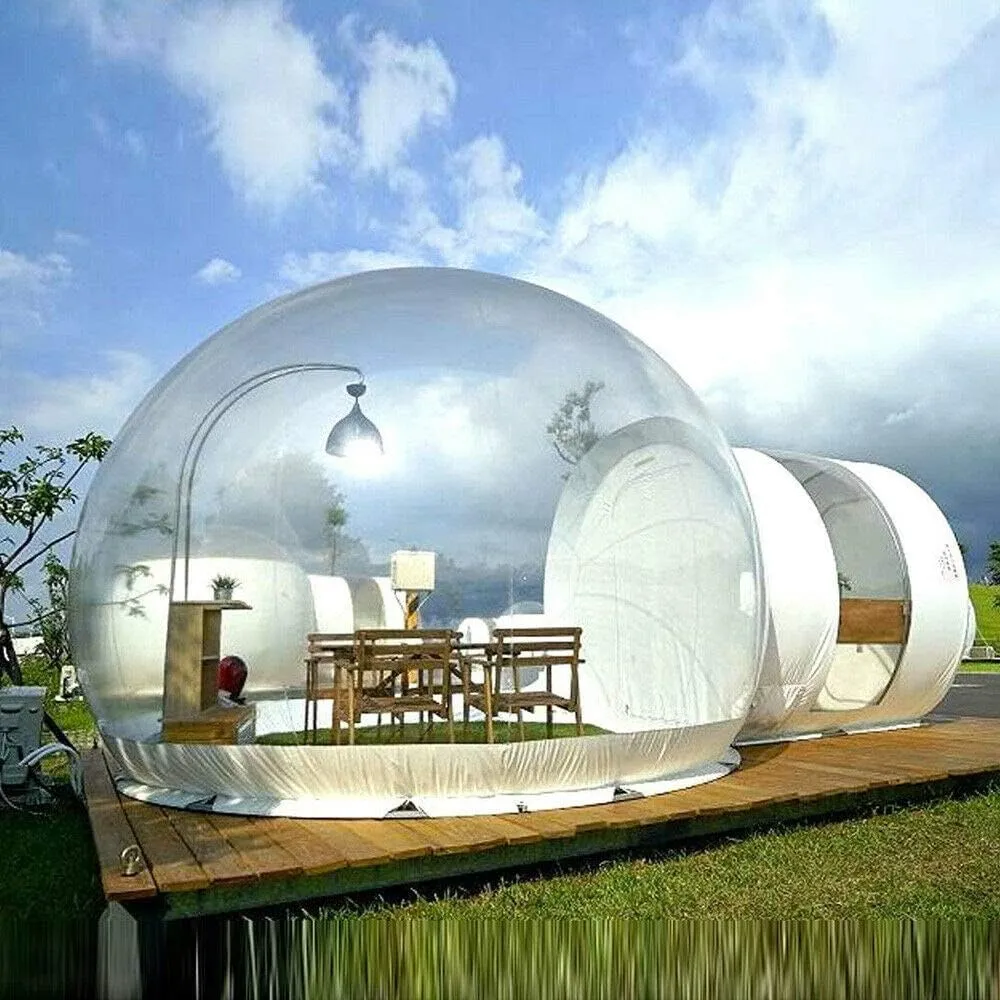 Inflatable Bubble House Tent, 3m 2m Outdoor Single Tunnel Inflatable Bubble Camping Tent Transparent PVC Dome Tent with Air Blower for Lawn, Backyard