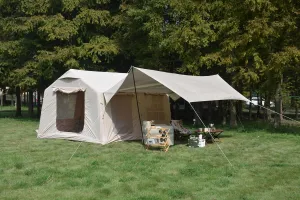 Inflatable Camping Tent for Family Adventures, Easy Setup, Waterproof, Spacious for 7-8 People, Beige