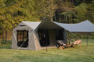 Inflatable Camping Tent with Hand Pump,Waterproof and Windproof,Blow up Tent w/Canopy,Portable Air Glamping Tents,4 Seasons,Easy Setup for 7-8 People