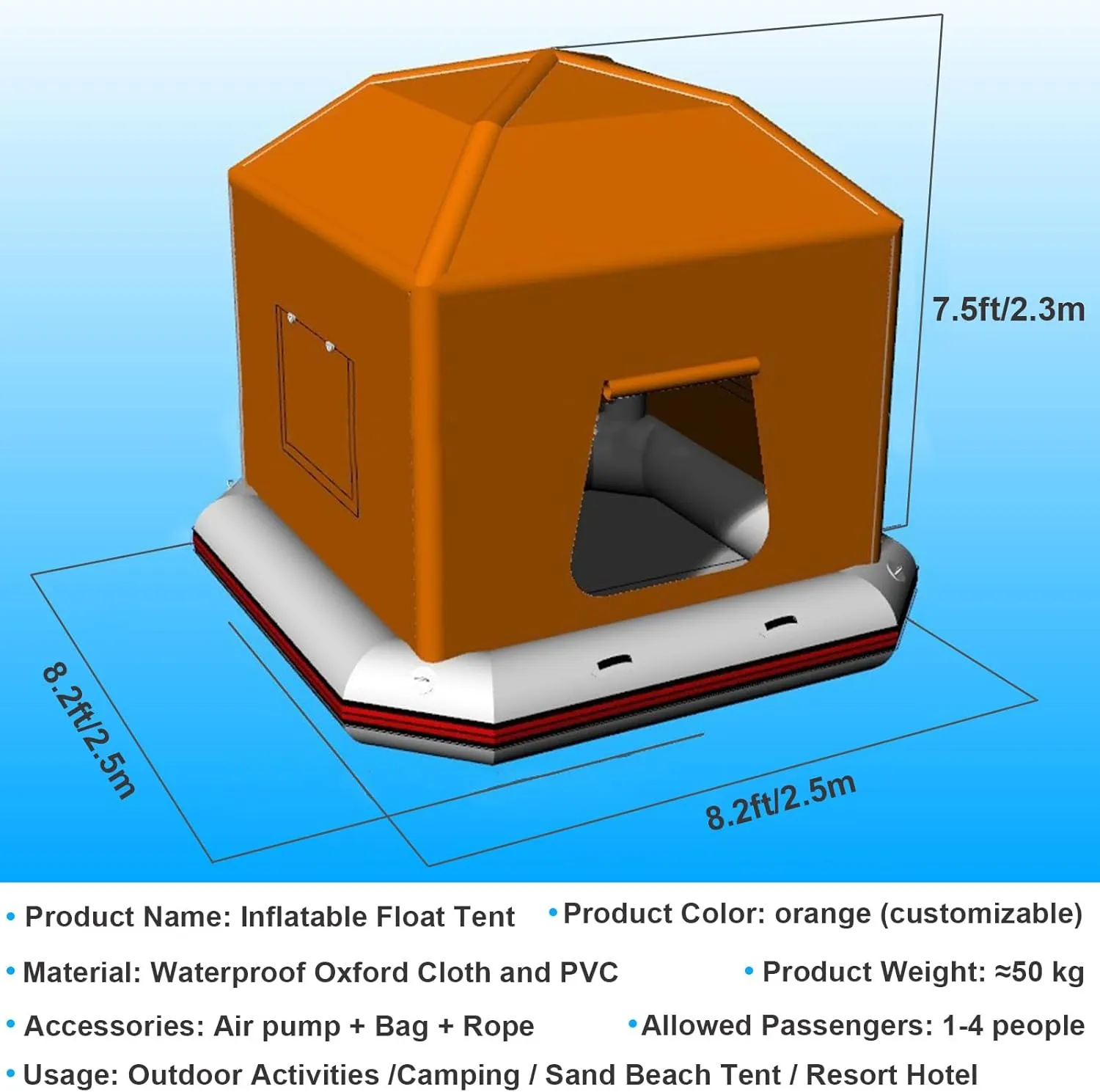 Inflatable Camping Tent with Pump Easy Setup Waterproof Windproof Outdoor Blow Up Tent Pool Lounge Float