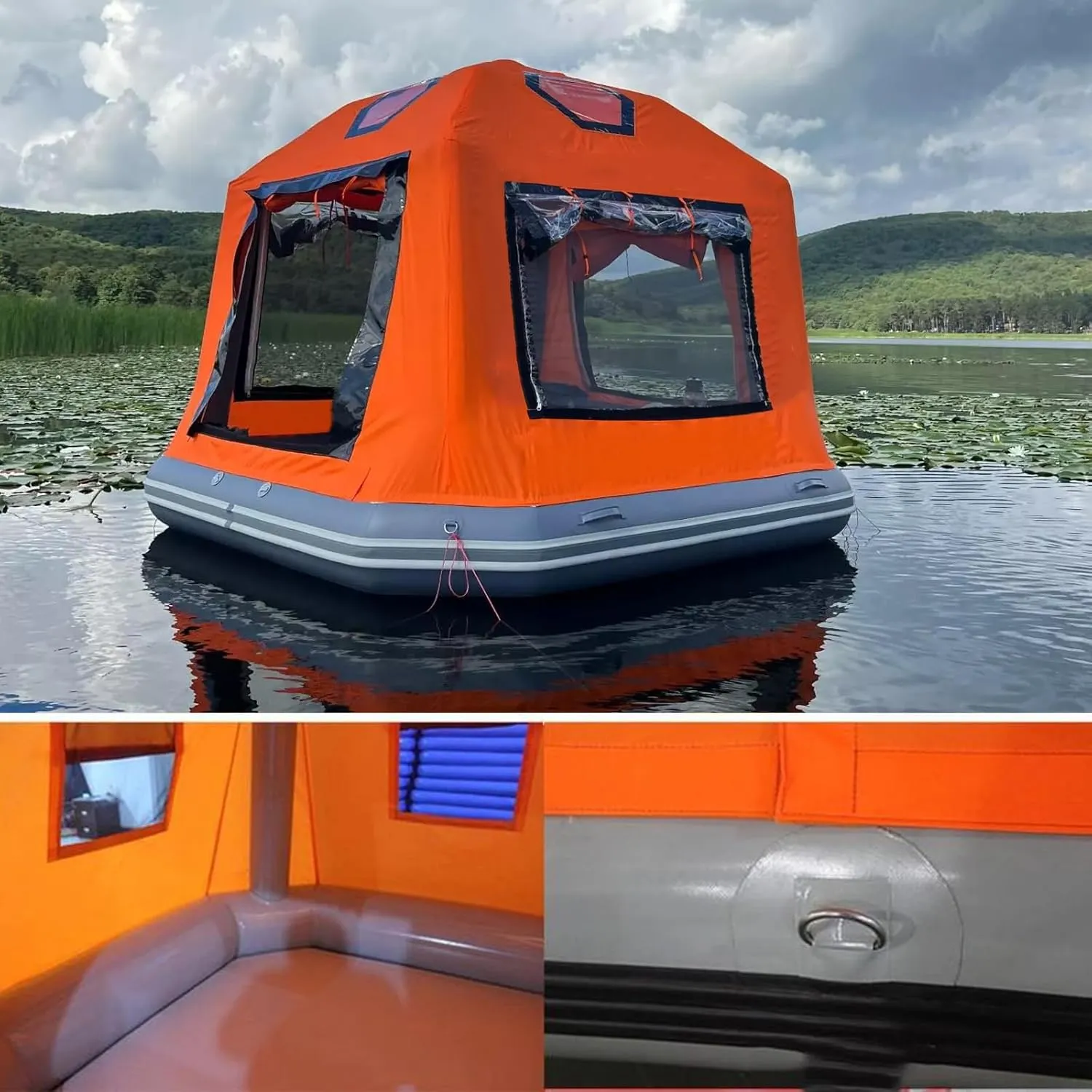 Inflatable Camping Tent with Pump Easy Setup Waterproof Windproof Outdoor Blow Up Tent Pool Lounge Float