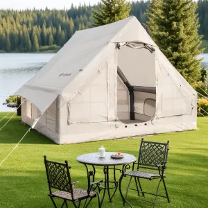 Inflatable Tent for Camping Blow Up Tents Glamping 4 Season House, Air Tents with Pump, Easy Setup Oxford Cabin House with Double-Layer Mesh Windows & Double Doors