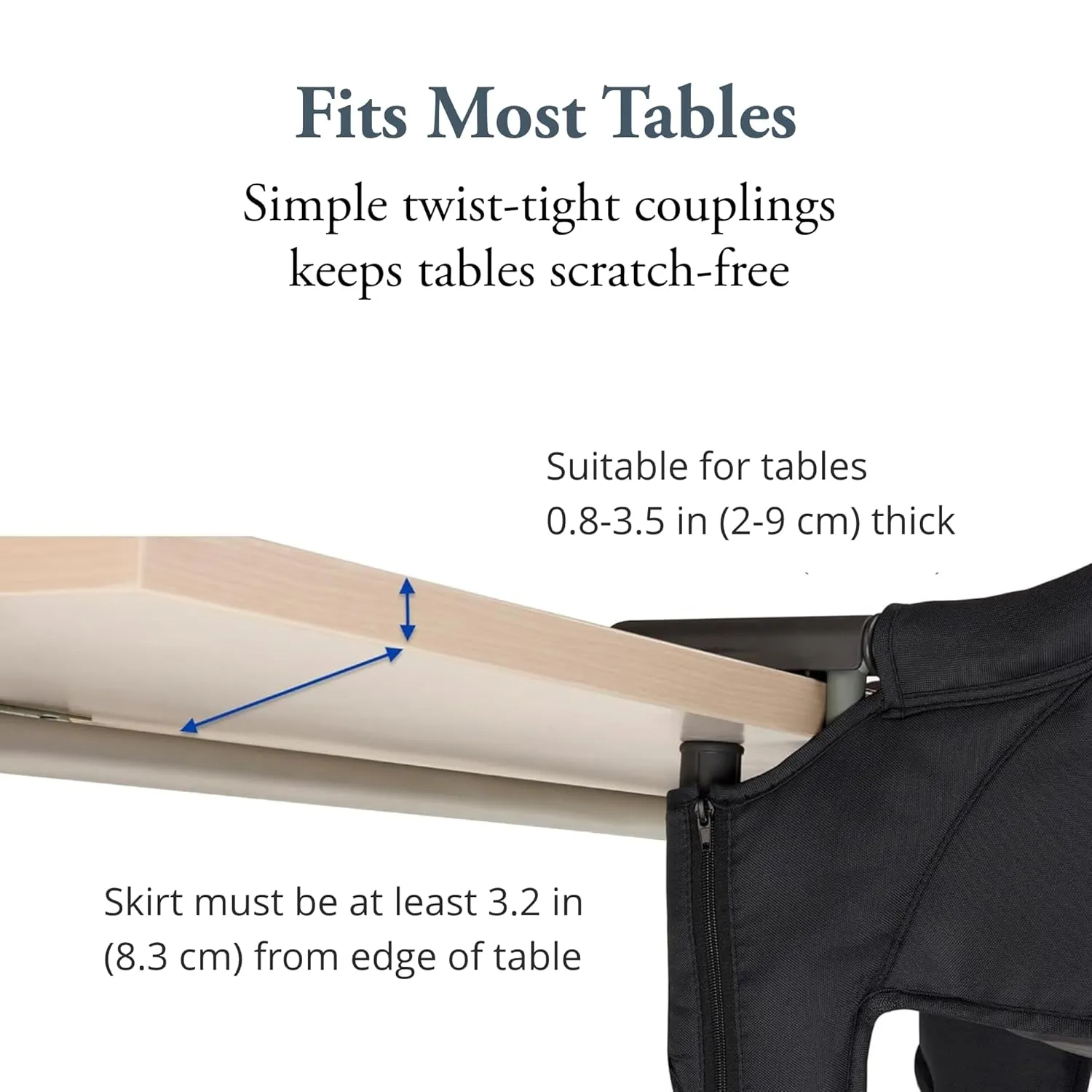 Inglesina Fast Table Chair, Black - Portable Baby High Chair - for Babies & Toddlers up to 37 lbs - Collapsible Design - Fits Tables 0.8'' to 3.5'' Thick - Compact & Easy to Use - Travel Bag Included