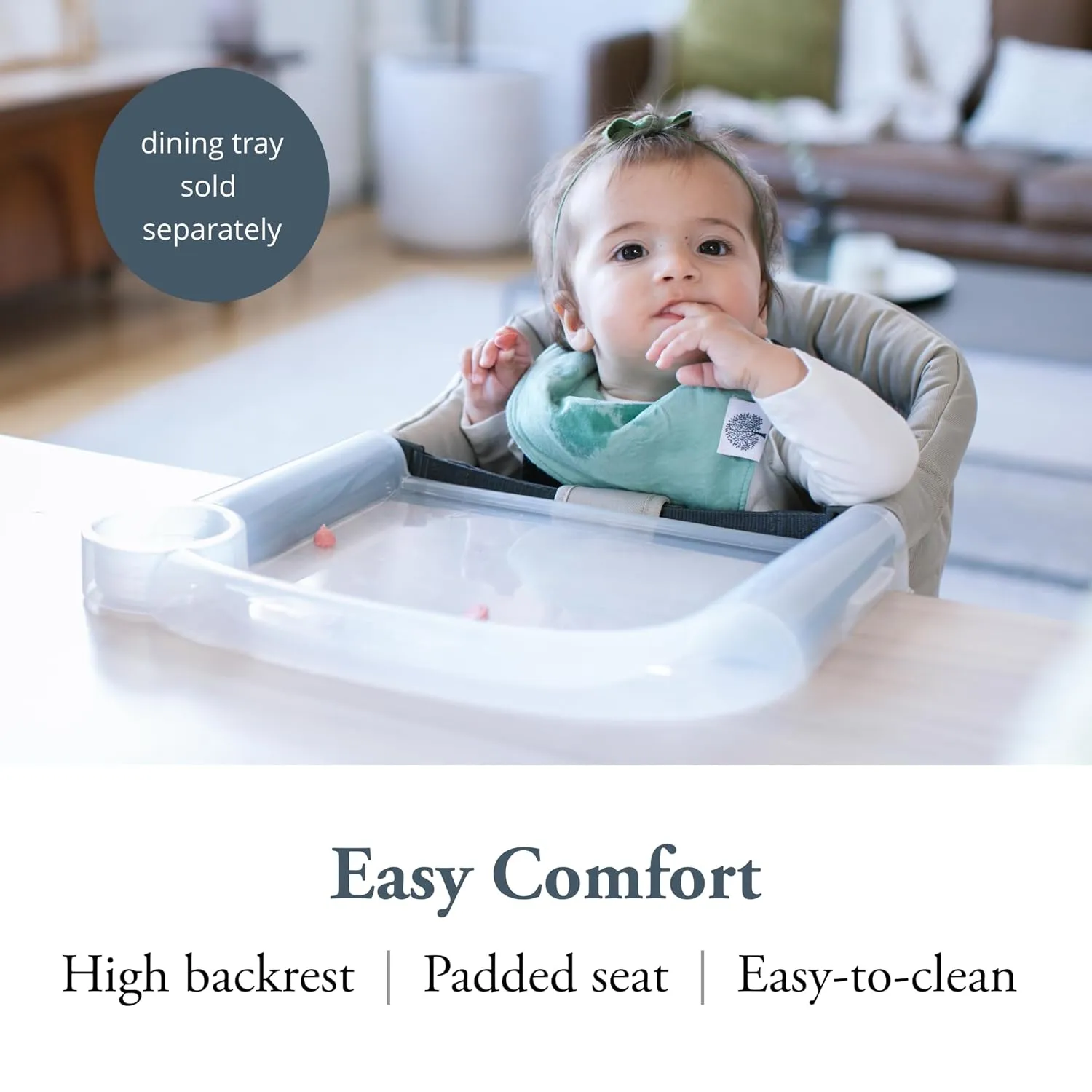 Inglesina Fast Table Chair, Cream - Portable Baby High Chair - for Babies & Toddlers up to 37 lbs - Collapsible Design - Fits Tables 0.8'' to 3.5'' Thick - Compact & Easy to Use - Travel Bag Included