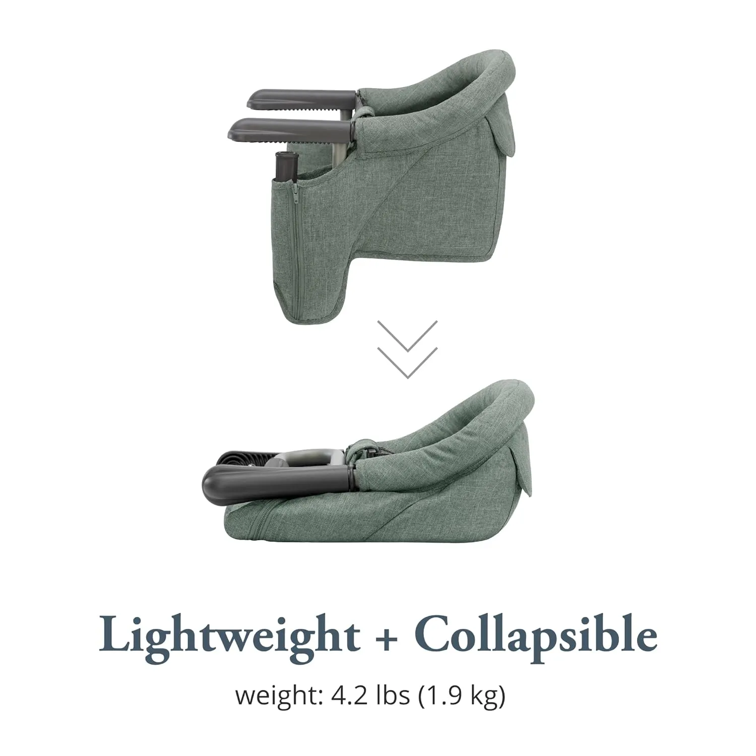 Inglesina Fast Table Chair, Pine Green Melange - Portable Baby High Chair - for Babies & Toddlers up to 37 lbs - Fits Tables 0.8'' to 3.5'' Thick - Compact & Easy to Use - Travel Bag Included