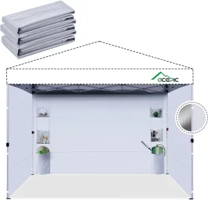 Instant Canopy Sidewalls 10x10 FT for Pop Up Canopy, Waterproof and UV Protection, 300D Polyester Canopy Walls with 6 Pockets, White/Silver(3PCS Sidewall Only, Canopy Tent NOT Included)