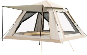 Instant Pop Up Tent Portable Automatic Tent Family Camping Tent Cabin for Camping Hiking Mountaineering Oxford Cloth Silver Coating Two Sizes Optional