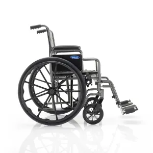 Invacare Essentials EX1 Manual Wheelchair, Folding Wheelchair w/Swing Away Footrest, L-Shaped Desk Length Arm, & Wheel Lock, 18” Width, 265 lb Weight Capacity, Fully Assembled