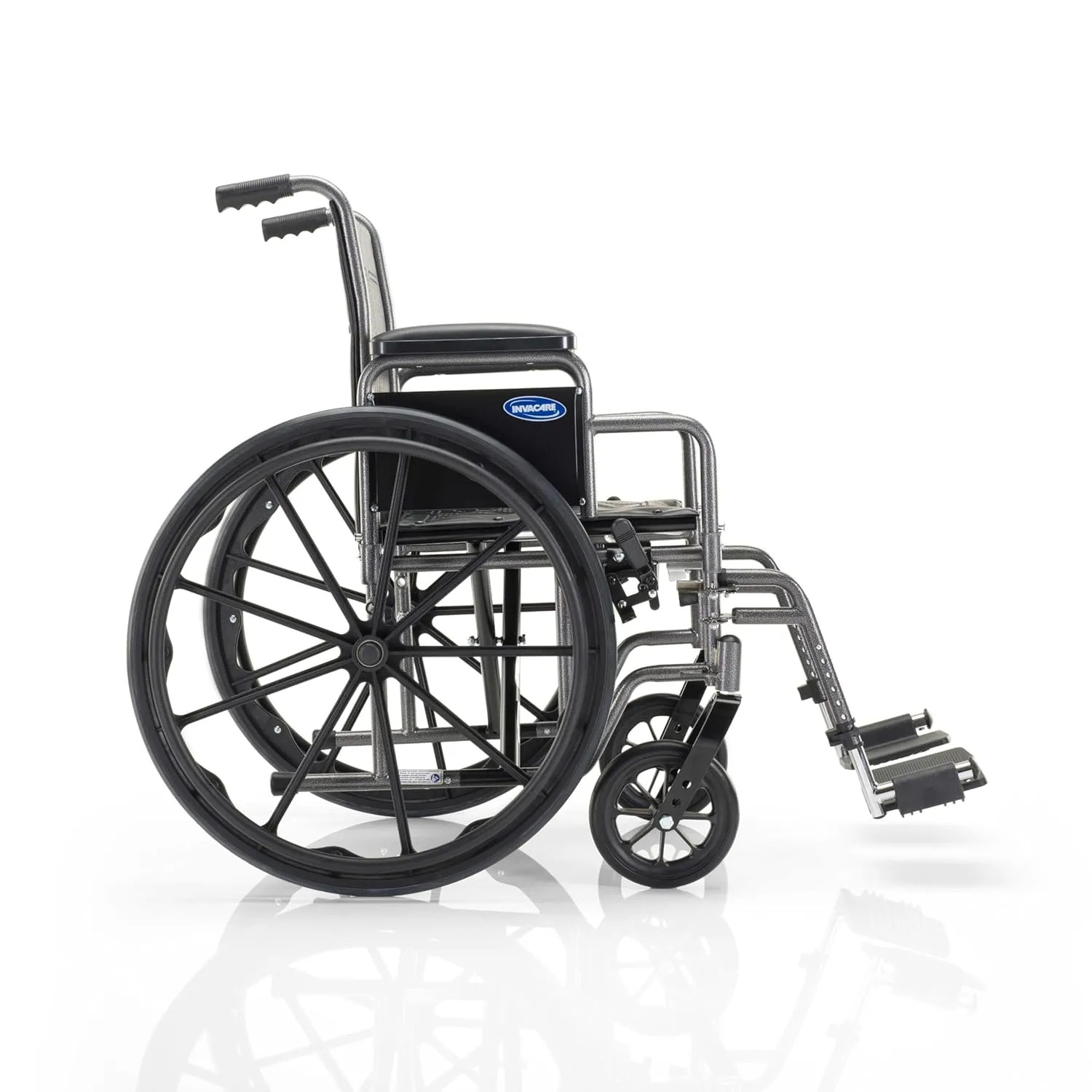 Invacare Essentials EX1 Manual Wheelchair, Folding Wheelchair w/Swing Away Footrest, L-Shaped Desk Length Arm, & Wheel Lock, 18” Width, 265 lb Weight Capacity, Fully Assembled