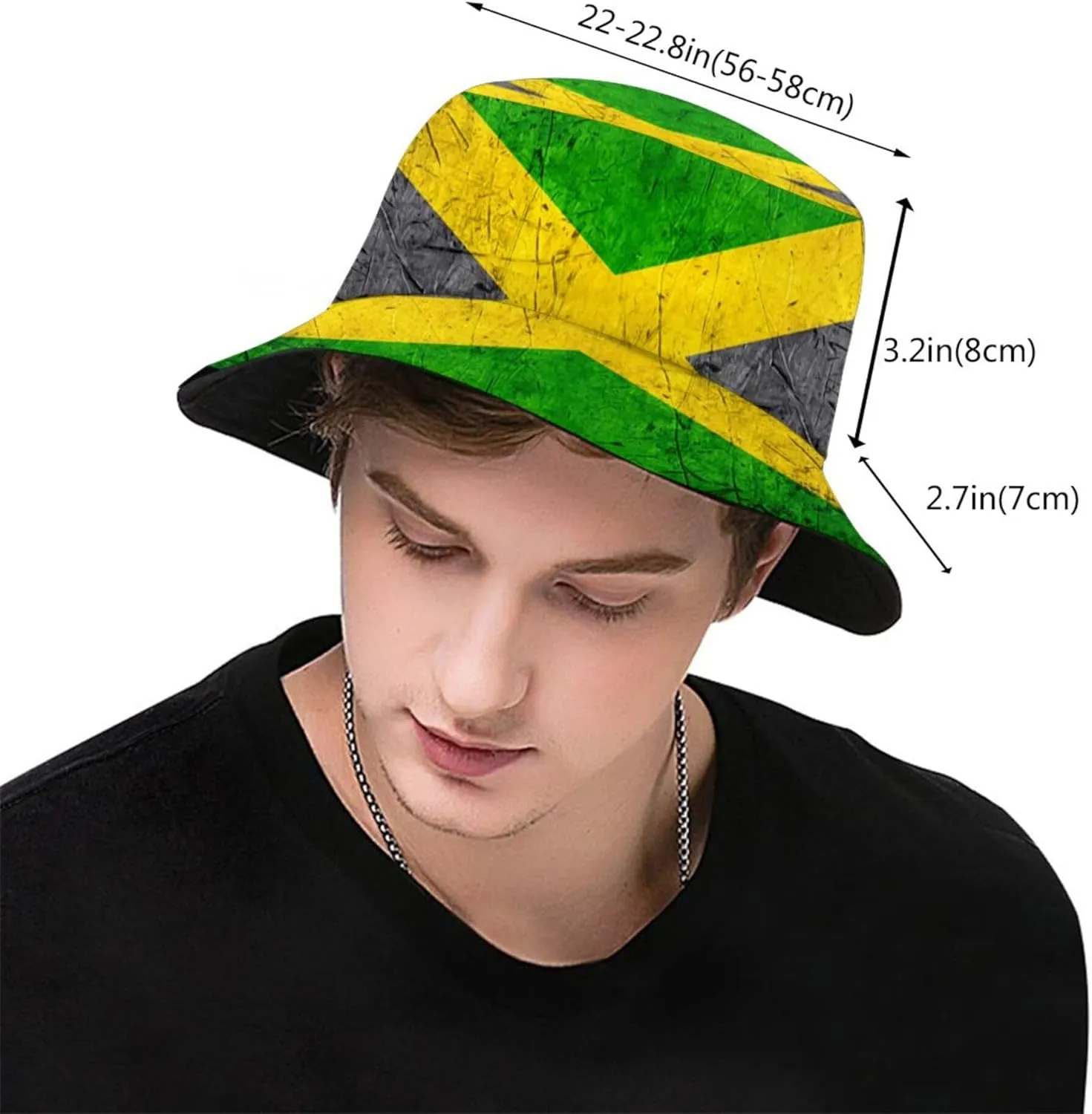 Jamaica Flag Fashion Retro Bucket Hat for Men Women Fisherman Hat Outdoor Summer Travel Hiking Caps