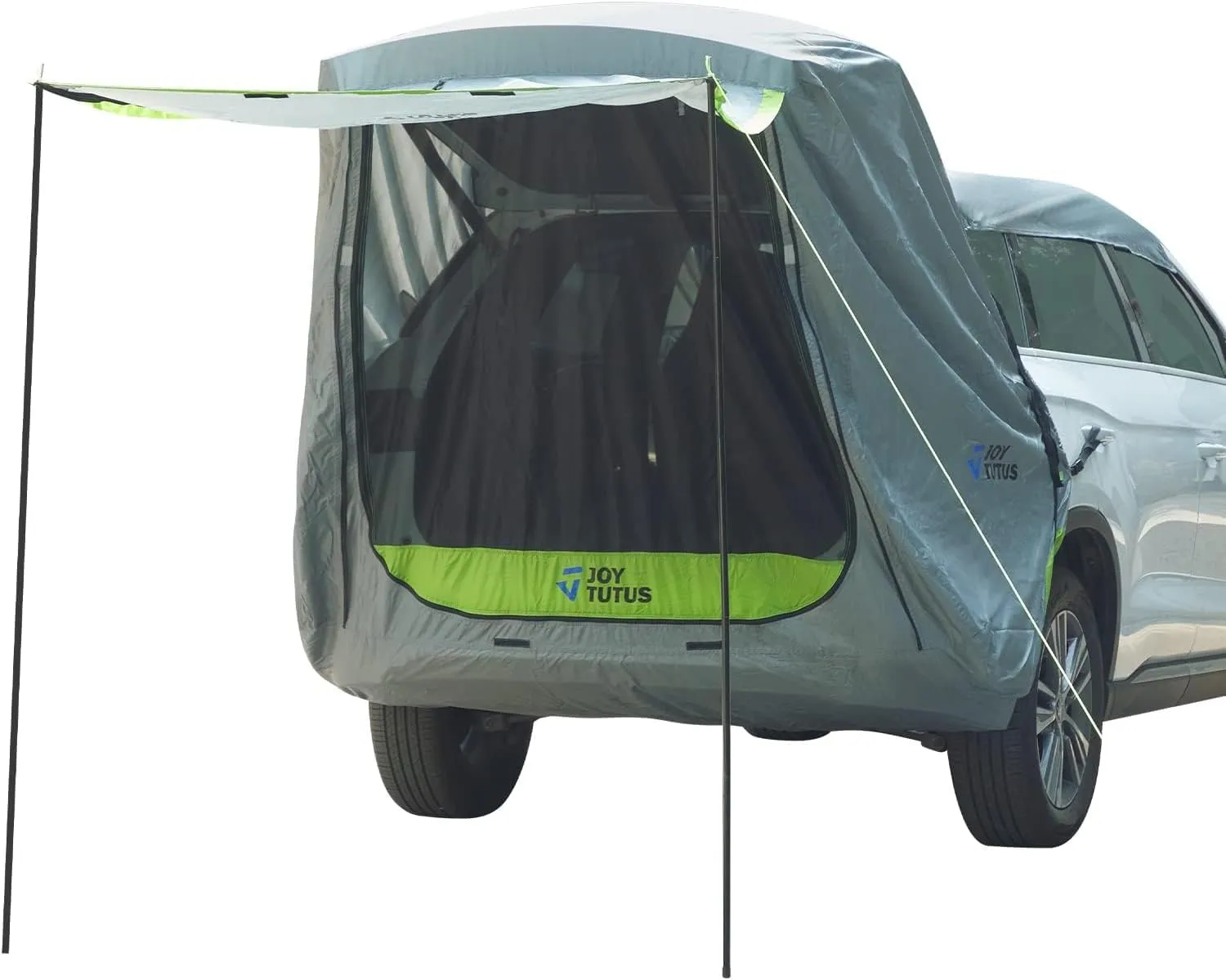 JOYTUTUS SUV Tailgate Tent with Awning Shade, Car Roof Canopy and Poles, Water Resistant Camping Tent, Outdoor Travel Preferred, Universal Fit Most SUV- Green