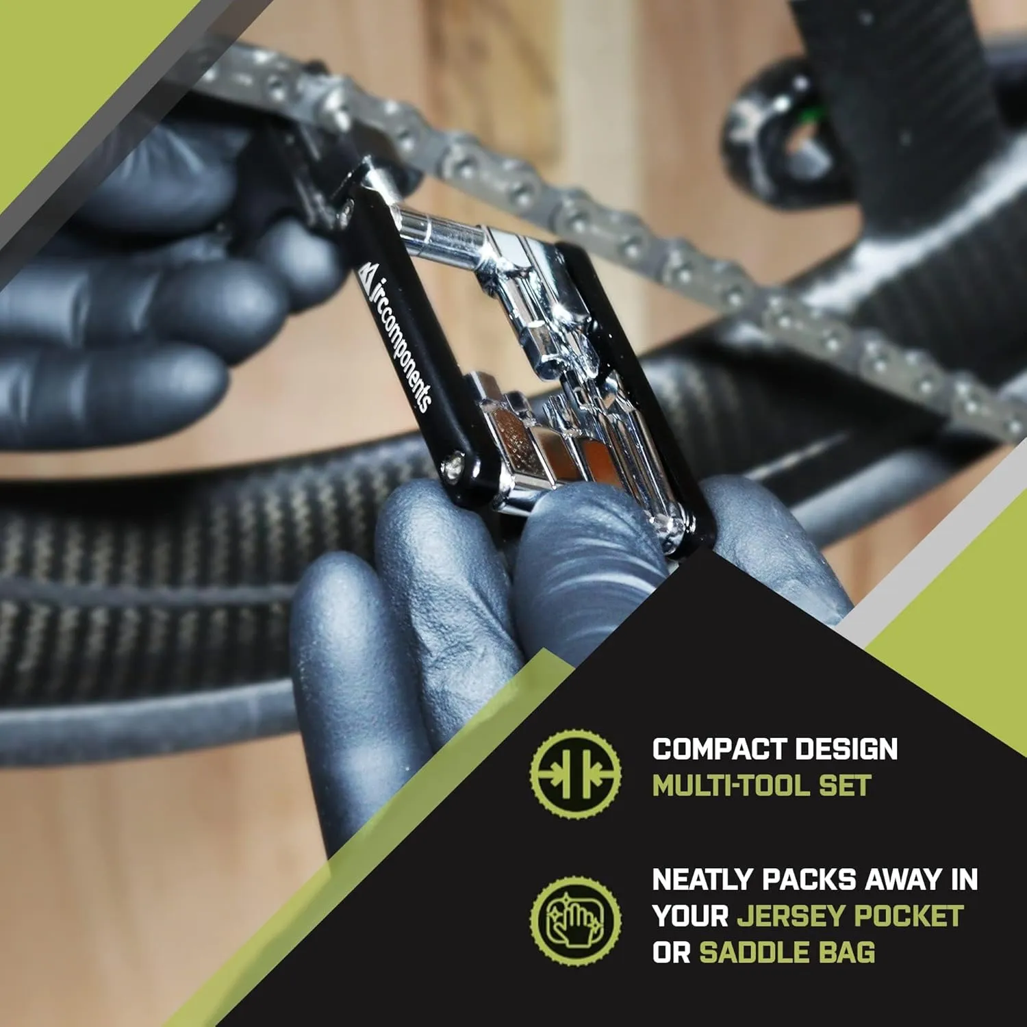 JRC Components 16 in 1 Polished Multi Tool | Chain Tool Compatible with 8,9,10,11 and 12 speed | Lightweight Road Bike MTB Multitool kit - Black