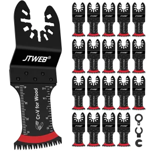 JTWEB Japanese Tooth Oscillating Saw Blades Wood, 20PCS Arc-Shaped Edge Multi Tool Blades for Wood, Plastic, Power Oscillating Tool Blade Multitool Blades Kits Sharpener Universal for Milwaukee