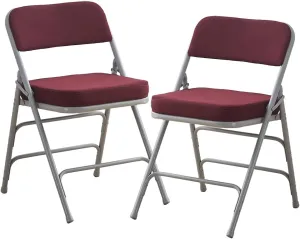 KAIHAOWIN 2 Pack Padded Folding Chairs Upholstered Foldable Chair with Ultra Thick Padded Seat Comfortable Metal Chairs Indoor with Super Soft Fabric Cushion-Red