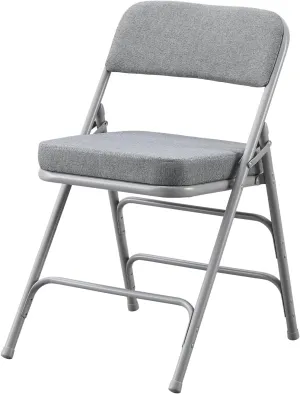 KAIHAOWIN Padded Folding Chairs Upholstered Single Foldable Chair with Ultra Thick Padded Seat Comfortable Metal Chairs Indoor with Comfortable Fabric Cushion for Indoor-Grey