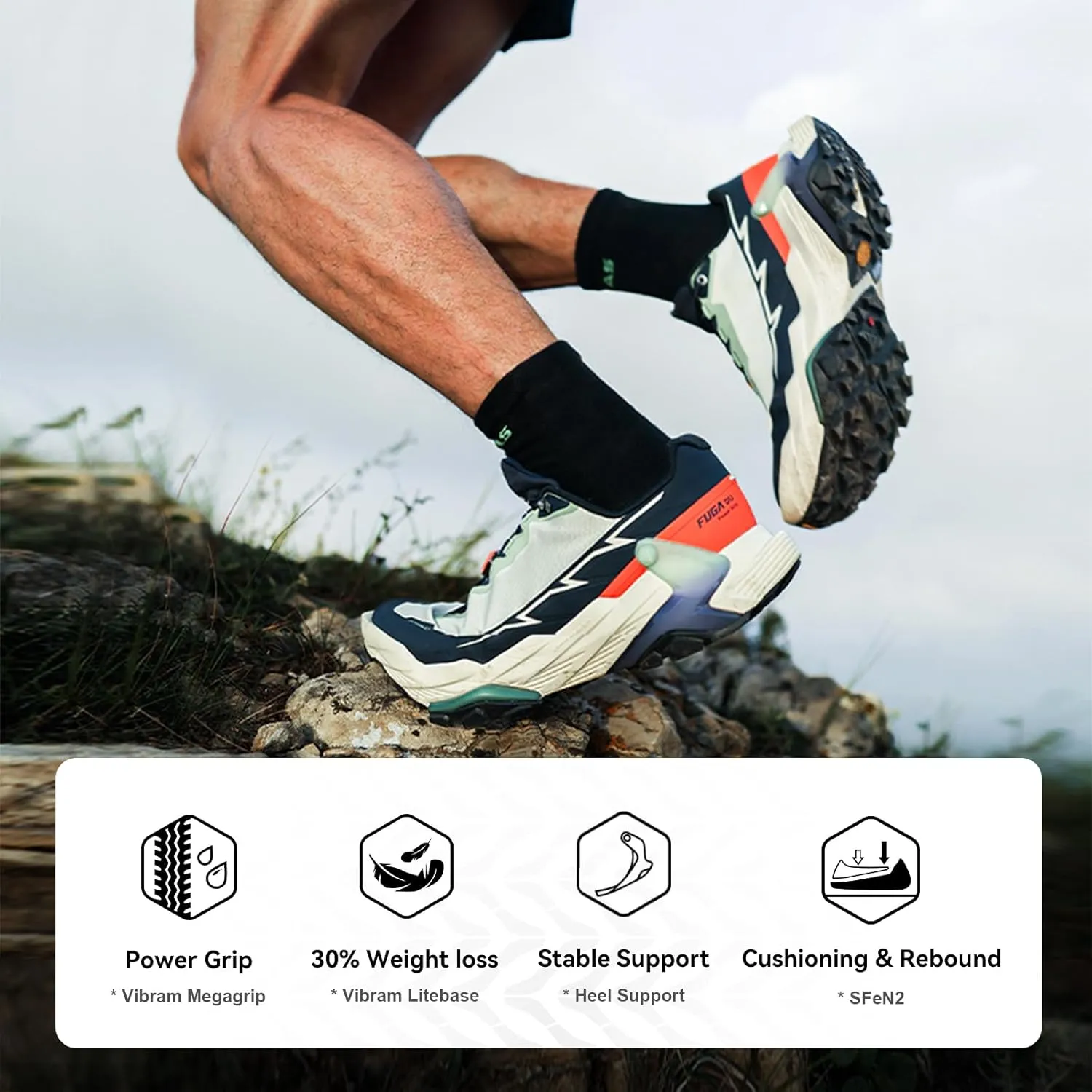 KAILAS Men's FUGA DU Trail Running Shoes Non-Slip Lightweight Wide Toe Box Shoe Walking Hiking Outdoor Footwear Sport Sneakers