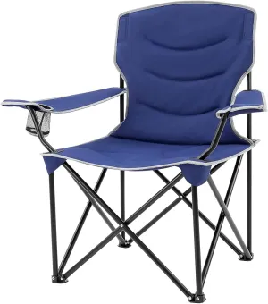 KANBUN Oversized Camping Chair for Adults, Folding Padded Camp Chair with Cooler Bag, Cup Holder, Side Pocket for Garden Fishing Picnic Sports