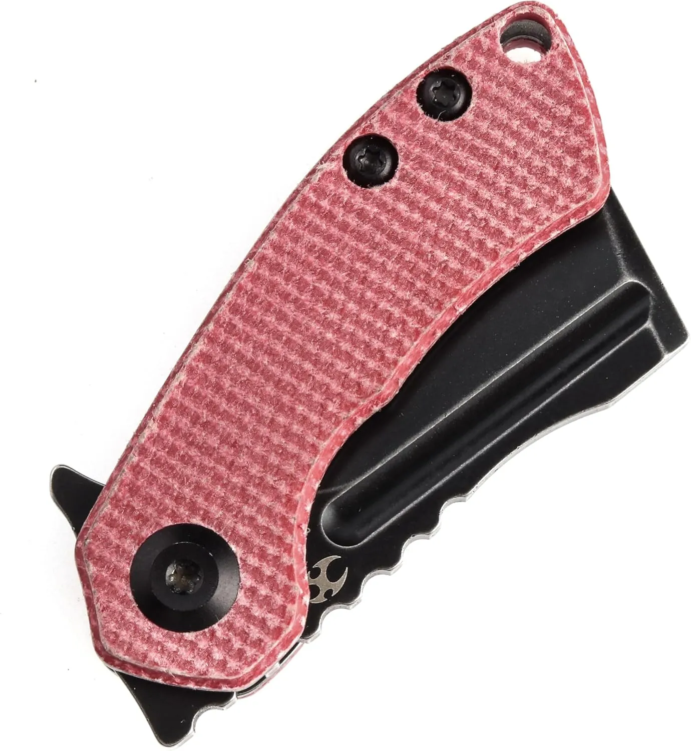 KANSEPT Knives Mini Korvid Cleaver Mini Pocket Knife for Men 1.45'' Black Stonewashed 154CM Blade,Red Canvas Micarta Handle,EDC Folding Knife T3030M2