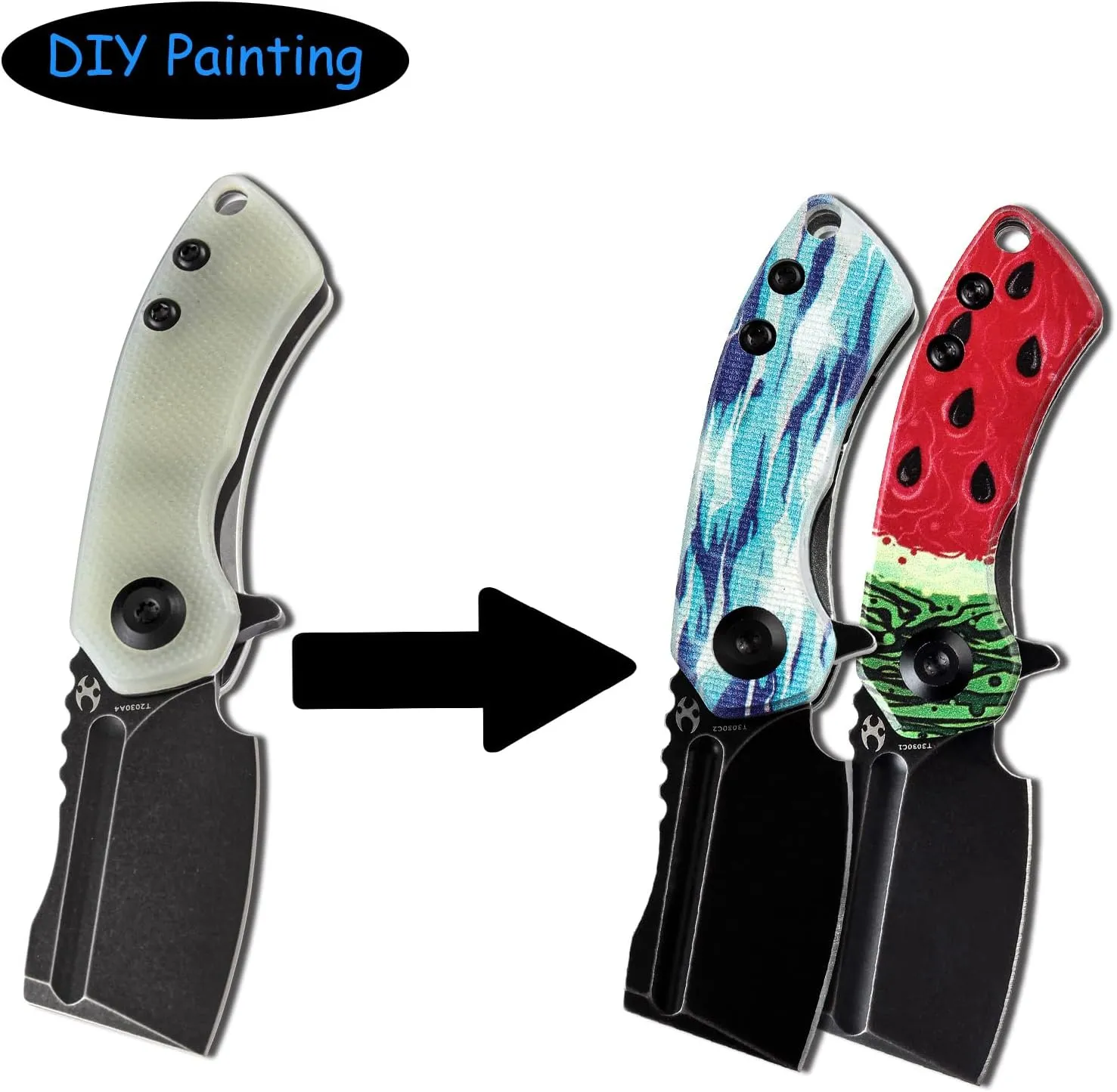 KANSEPT Mini Korvid Cleaver Mini Pocket Knife for Men 1.45''154CM Blade,Jade G10 Handle,EDC Folding Knife Box Opener, Best Gift for Men and Women T3030A4