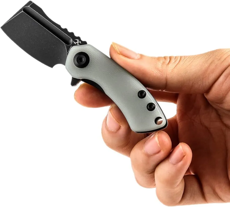 KANSEPT Mini Korvid Cleaver Mini Pocket Knife for Men 1.45''154CM Blade,Jade G10 Handle,EDC Folding Knife Box Opener, Best Gift for Men and Women T3030A4