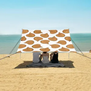 Kawaii Poop White Background Beach Canopy Tent Anti-UV & Wind Resistant, Camping Sun Shelter Easy Setup Portable,Outdoor Shade Tents with Sandbags,Sand Shovels,Ground Pegs & Stability Poles
