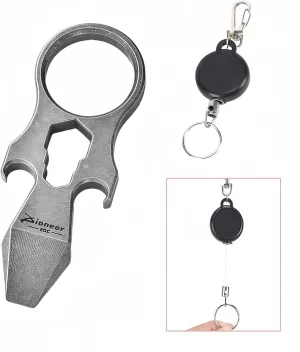 Keychain Multi-tool,Titanium Keychain Screwdriver Keychain Knife Bottle Opener Keychain,Edc Survival Tactical Gear,Keychains for Men with A Telescopic keyring,Gadgets for Men (Stone washing)