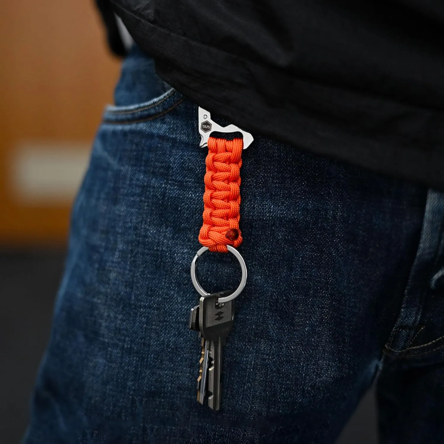KeyUnity KC00 Paracord Keychain Carabiner Clip, 550 Parachute Lanyard Multitool for Outdoor, Backpacks, Men & Women